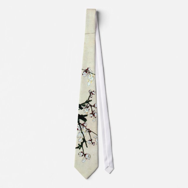 梅花, 北斎 Plum Blossoms, Hokusai, Ukiyo-e Tie (Front)