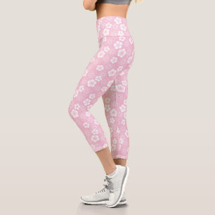 梅 japanese traditional plum KIMONO pattern Capri Leggings