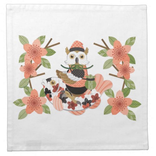 梟と鯉／An owl and a carp Cloth Napkin