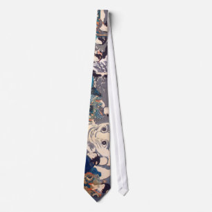 猫の雪だるま,国芳  Big Cat Snowman, Kuniyoshi, Ukiyo-e Neck Tie