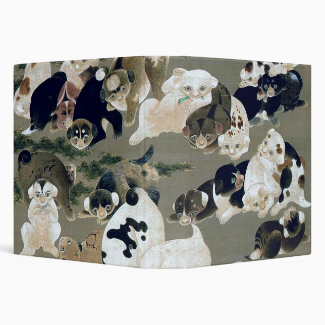 百犬図, 伊藤若冲 Hundred Dogs, Itō Jakuchū 3 Ring Binder (Background)