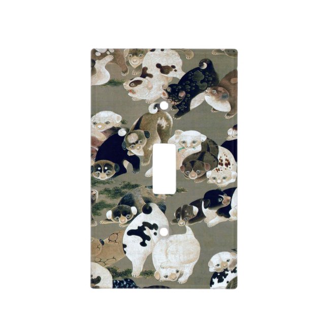 百犬図, 伊藤若冲 Hundred Dogs, Itō Jakuchū Light Switch Cover (Front)