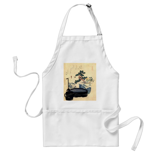 盆栽, 北斎 Bonsai, Hokusai, Ukiyo-e Adult Apron (Front)