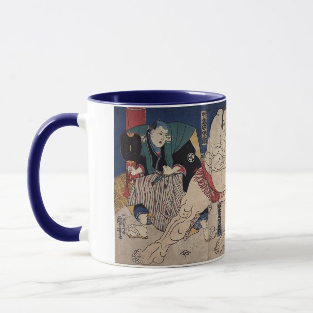 相撲, 国芳 Sumo Wrestling, Kuniyoshi, Ukiyo-e Mug (Left)