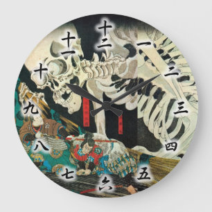 相馬の古内裏,国芳 Skeleton manipulated by Witch, Kuniyoshi Large Clock