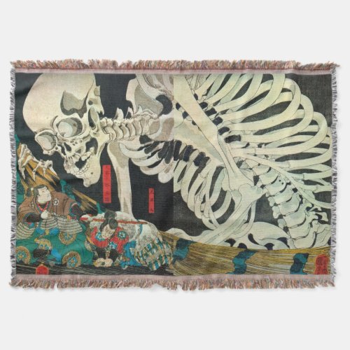 相馬の古内裏国芳 Skeleton manipulated by Witch Kuniyoshi Throw Blanket