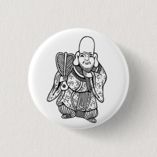 福禄寿 Fukurokuju lucky god original drawing Pinback Button (Front)