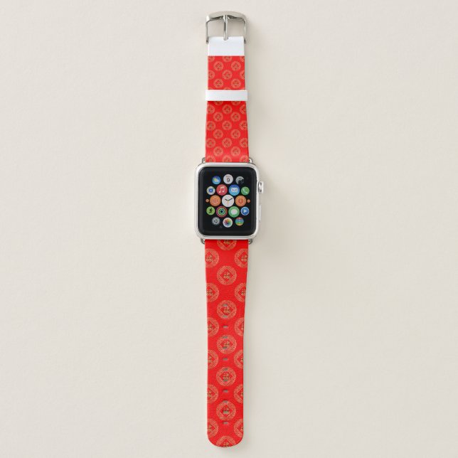 福 Fu Character Red and Gold Chinese New Year Apple Watch Band (Front)