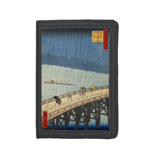 突然の雨, 広重 Sudden Rain, Hiroshige, Ukiyo-e Tri-fold Wallet