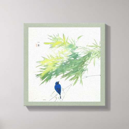 竹に青鳥 栖鳳 Bamboo and Blue bird Seihō Japanese Art Canvas Print