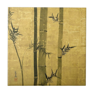 竹図, 光琳 Bamboo, Ogata Kōrin, Sumi-e Ceramic Tile