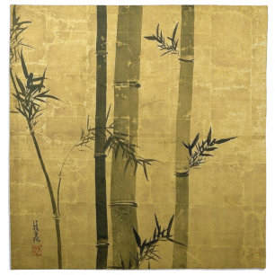 竹図, 光琳 Bamboo, Ogata Kōrin, Sumi-e Cloth Napkin