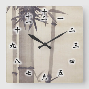 竹, 其一 Bamboo, Kiitsu, Japan Art Square Wall Clock