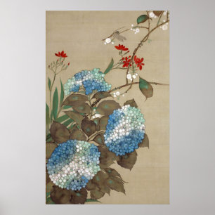 紫陽花とトンボ, 抱一 Hydrangea and Dragonfly, Hōitsu Poster