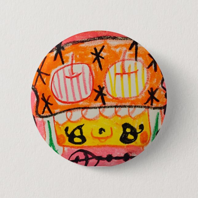 缶バッジ  りんご帽子の女の子 BUTTON (Front)