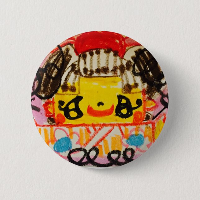 缶バッジ 着物の女の子 BUTTON (Front)