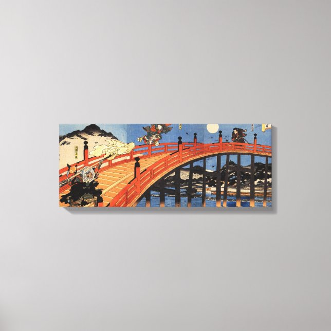 義経と弁慶, 国芳, Yoshitsune & Benkei, Kuniyoshi, Ukiyo-e Canvas Print (Front)