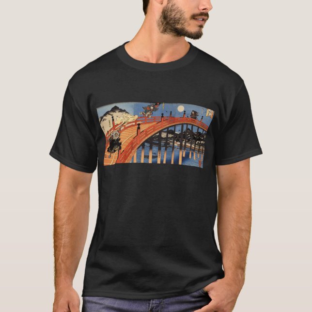 義経と弁慶, 国芳, Yoshitsune & Benkei, Kuniyoshi, Ukiyo-e T-Shirt (Front)
