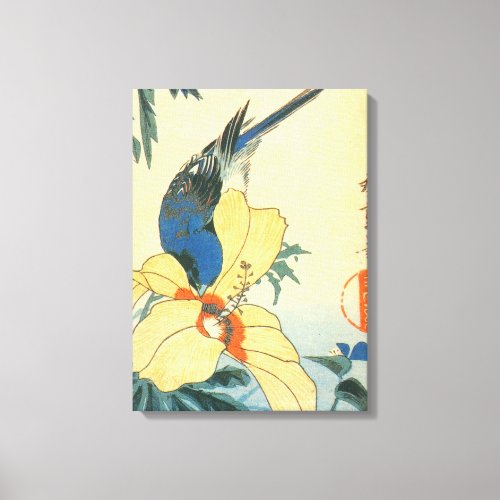 芙蓉に青い鳥 広重 Hibiscus and Blue Bird Hiroshige Canvas Print