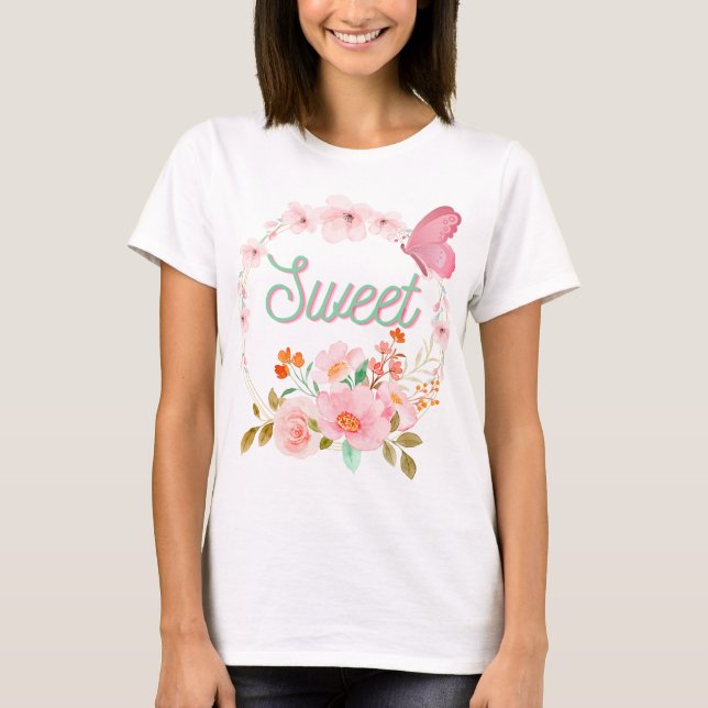 【花と蝶シリーズ】　かわいいTシャツ T-Shirt (Front)