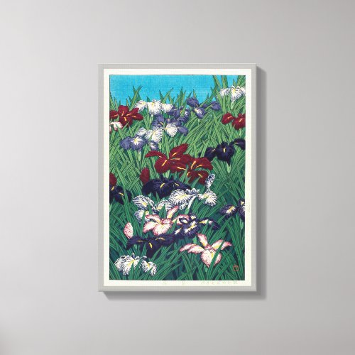 菖蒲 Iris Hasui Kawase Woodcut Canvas Print