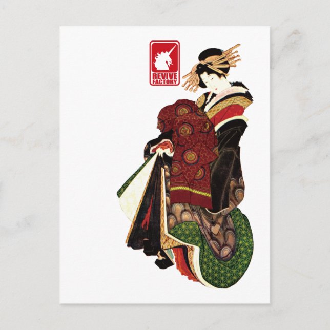 葛飾北斎　遊女図（赤） POSTCARD (Front)