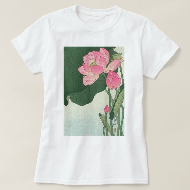 蓮の花, 小原古邨 Lotus flower, Ohara Koson, Ukiyo-e T-Shirt (Design Front)