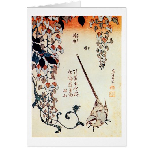 藤にセキレイ, 北斎 Wagtail and Wisteria, Hokusai, Ukiyo-e (Front)