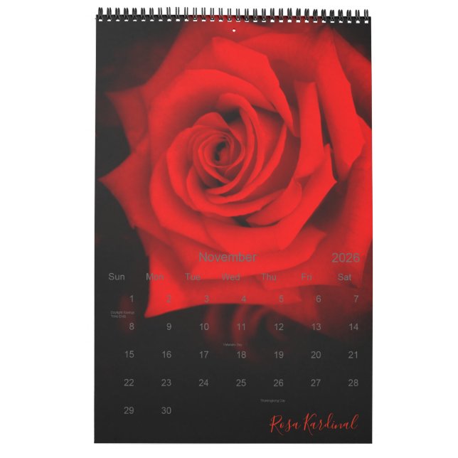赤いバラのカレンダー CALENDAR (Nov 2026)