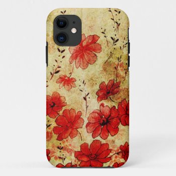 赤くグランジな花のiphone 5 Iphone 11 Case by designdivastuff at Zazzle