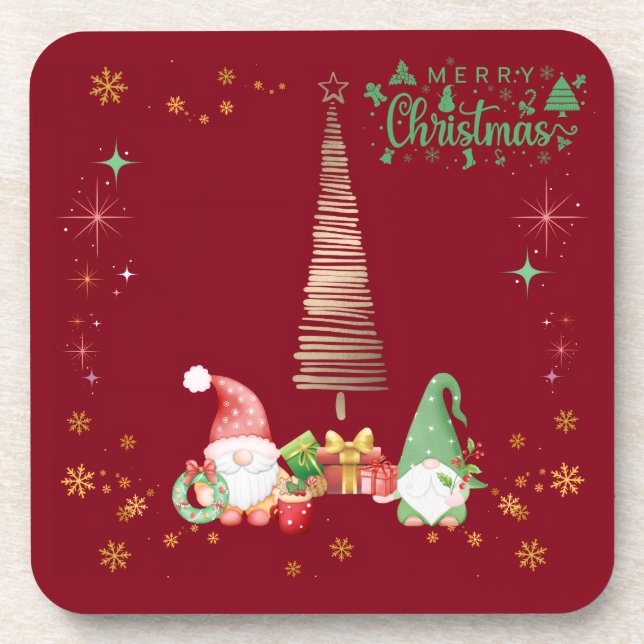 赤色かわいいサンタさんクリスマス♡  BEVERAGE COASTER (Front)