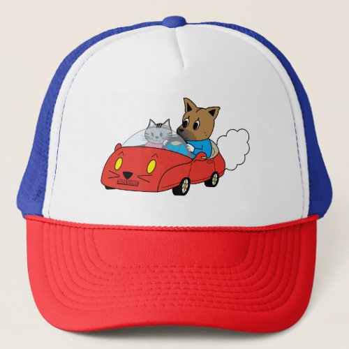 車に乗る犬と猫  TRUCKER HAT