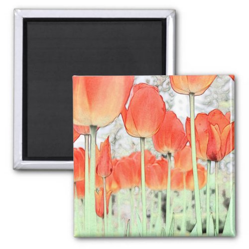 郁 金 香 Artistic style red tulip flower Magnet