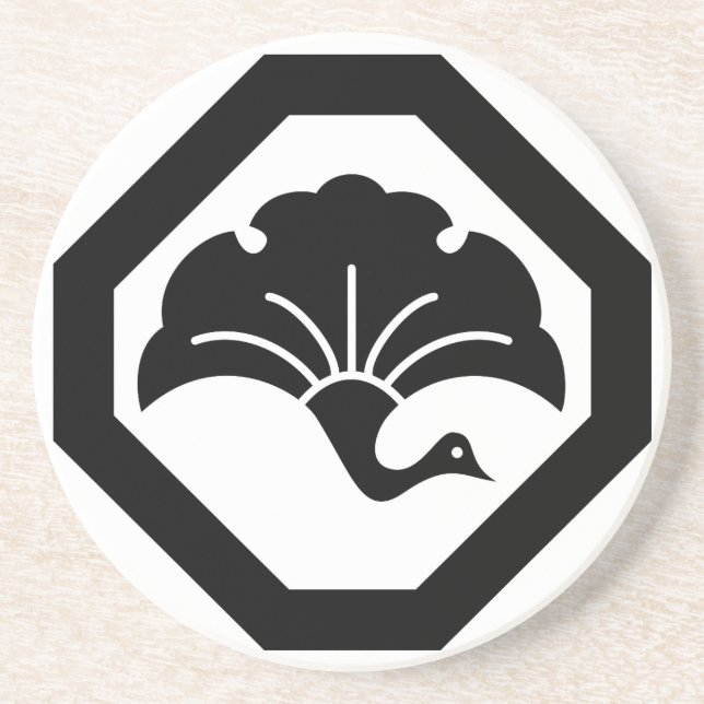 隅切り角に銀杏鶴 DRINK COASTER (Front)