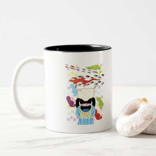 雑巾がけと足跡（リメイク） Two-Tone COFFEE MUG