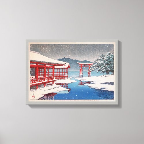 雪の宮島 Miyajima Shrine in Snow Hasui Kawase Canvas Print