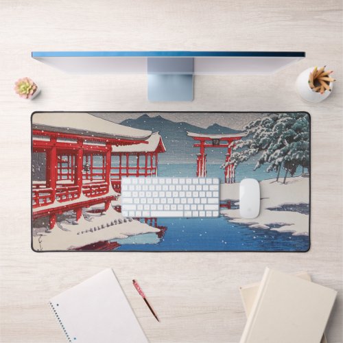 雪の宮島 Miyajima Shrine in Snow Hasui Kawase Desk Mat