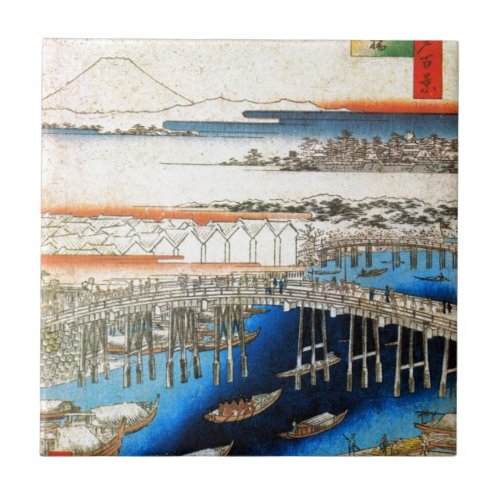 雪の日本橋 広重 Snowy Nihonbashi Hiroshige Ukiyo_e Ceramic Tile