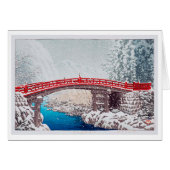 雪の神橋, Snow on the Sacred Bridge at Nikkô, Hasui (Front Horizontal)