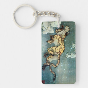 雪中虎図, 北斎 Tiger in the Snow, Hokusai, Art Keychain