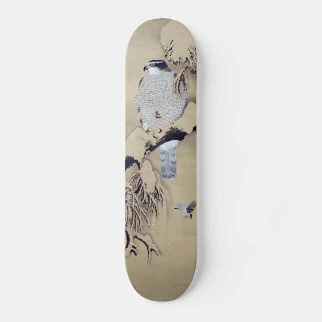 雪中鷹図, 柴田是真 Hawk in the Snow, Shibata Zeshin Skateboard Deck (Front)