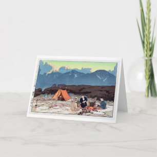 露営(北岳,間の岳), Camping, Hiroshi Yoshida, Woodcut Card