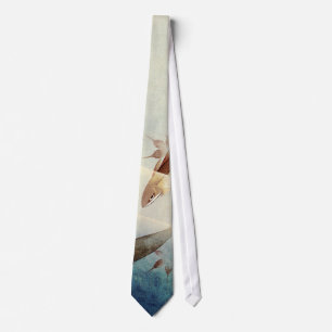 鮎, 北斎 Sweetfish, Hokusai, Art Neck Tie