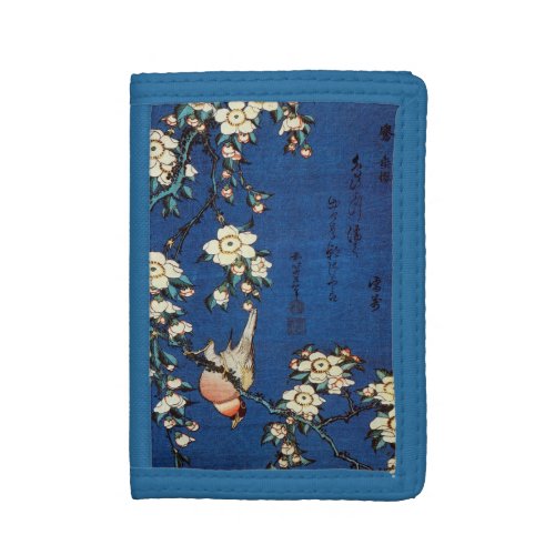 鳥と枝垂桜 北斎 Bird and Weeping Cherry Tree Hokusai Trifold Wallet