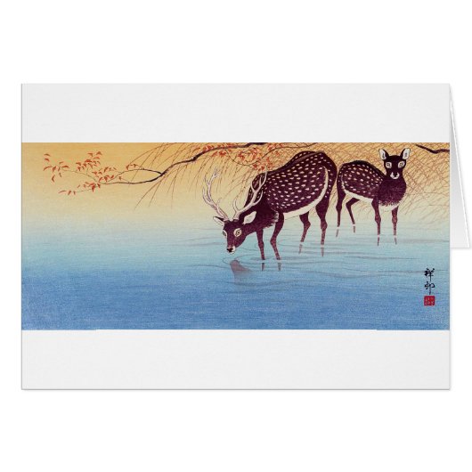 鹿, 小原古邨 Deer, Ohara Koson, Ukiyo-e (Front Horizontal)