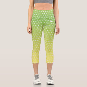麻の葉 ASANOHA   Japanese traditional KIMONO pattern Capri Leggings