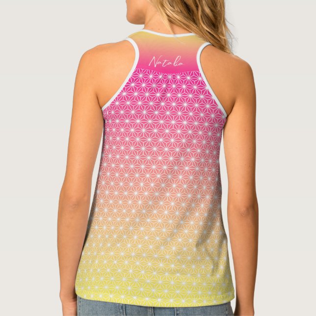 麻の葉 ASANOHA | Japanese traditional KIMONO pattern Tank Top (Back)