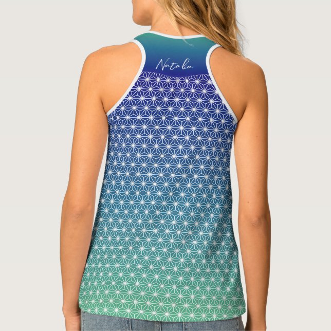 麻の葉 ASANOHA | Japanese traditional KIMONO pattern Tank Top (Back)