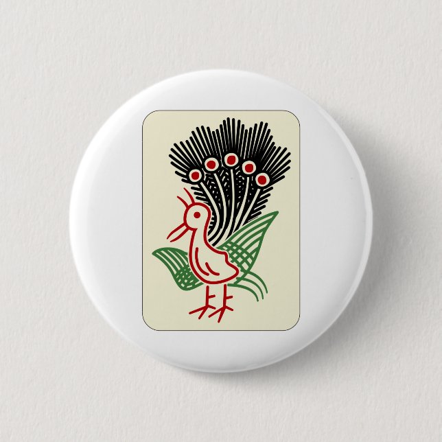 麻雀牌 一索 / ONE OF BAMBOOS -MAHJONG TILE- BUTTON (Front)