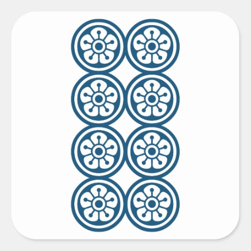 麻雀牌 8筒  EIGHT OF CIRCLES _MAHJONG TILE_ SQUARE STICKER